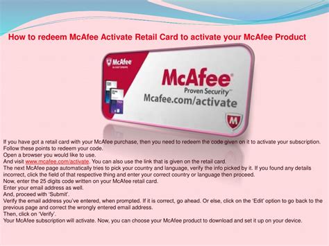 mcafee activate retail card|Activate your product .